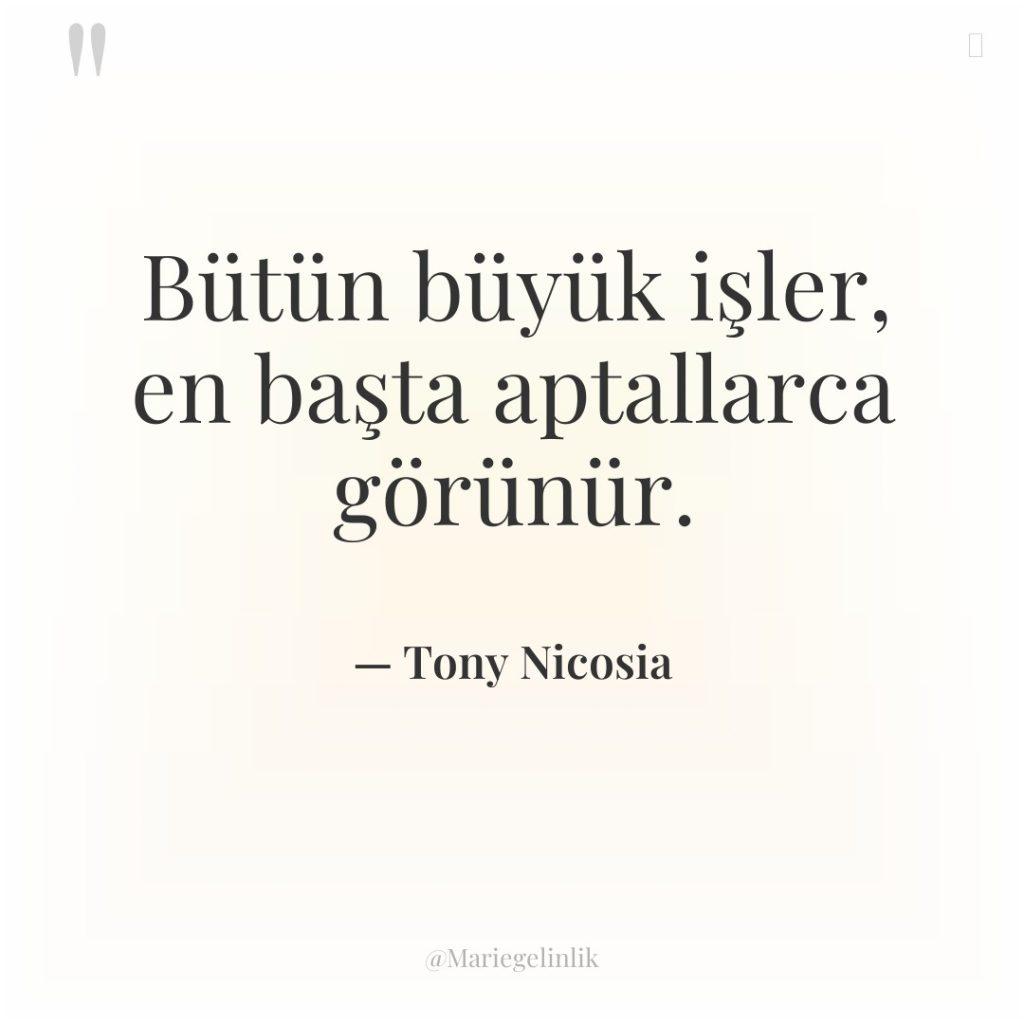 Bütün büyük işler, en başta aptallarca görünür.