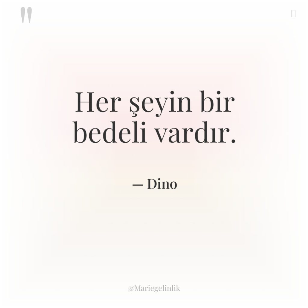 Her şeyin bir bedeli vardır.