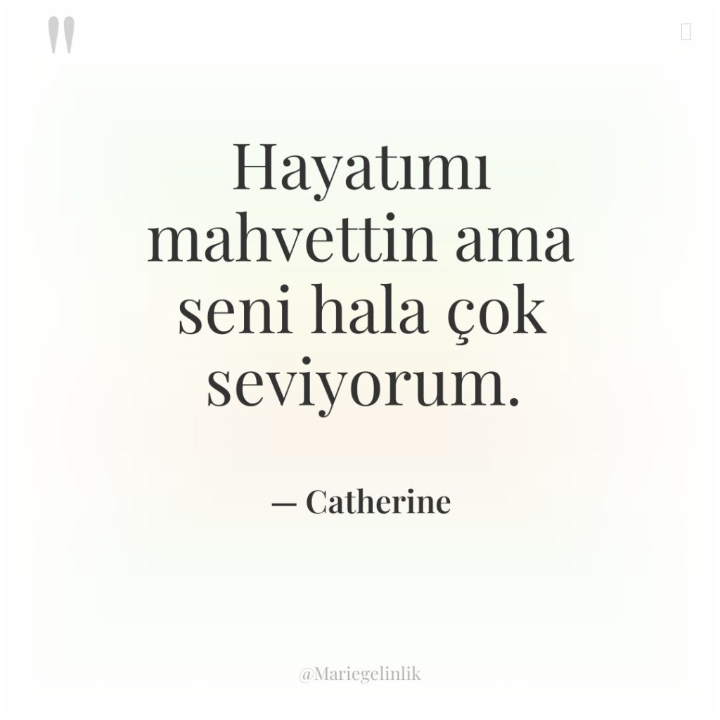 Hayatımı mahvettin ama seni hala çok seviyorum.