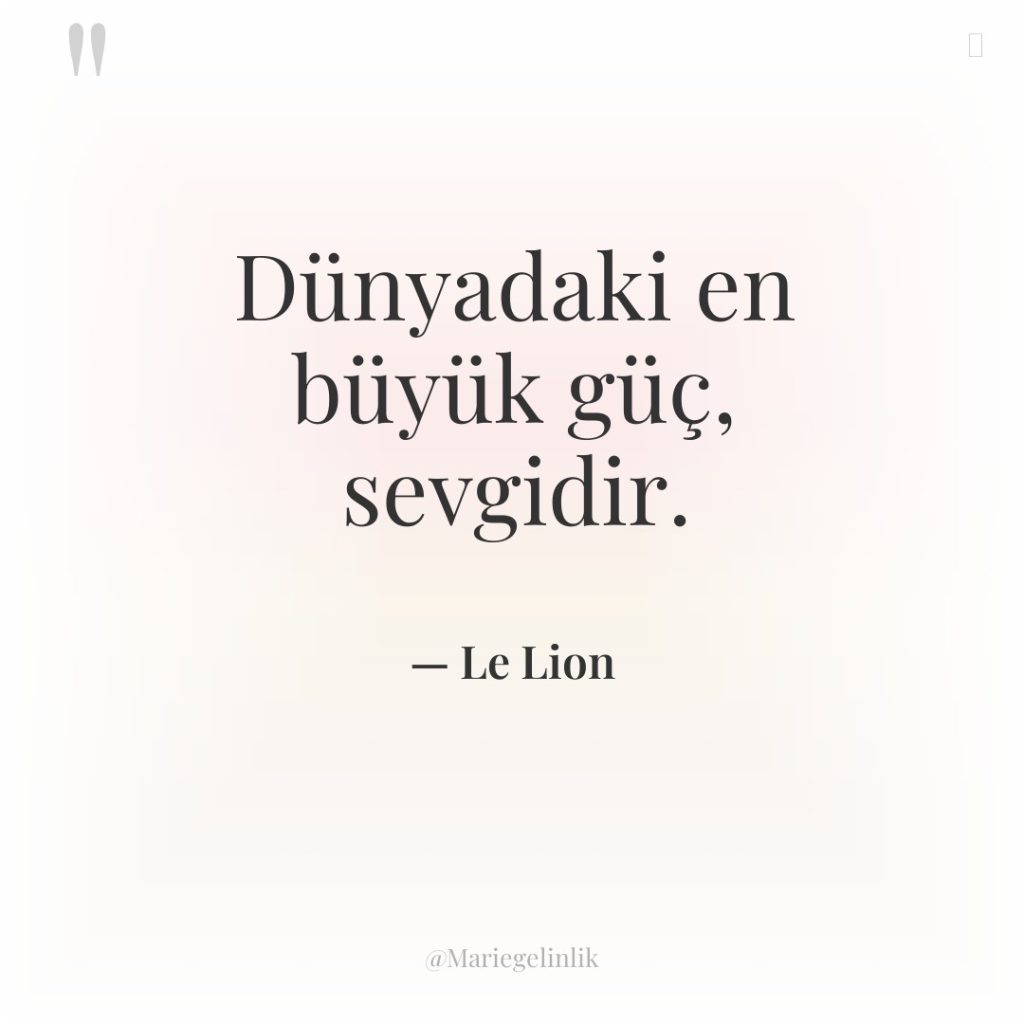 Dünyadaki en büyük güç, sevgidir.