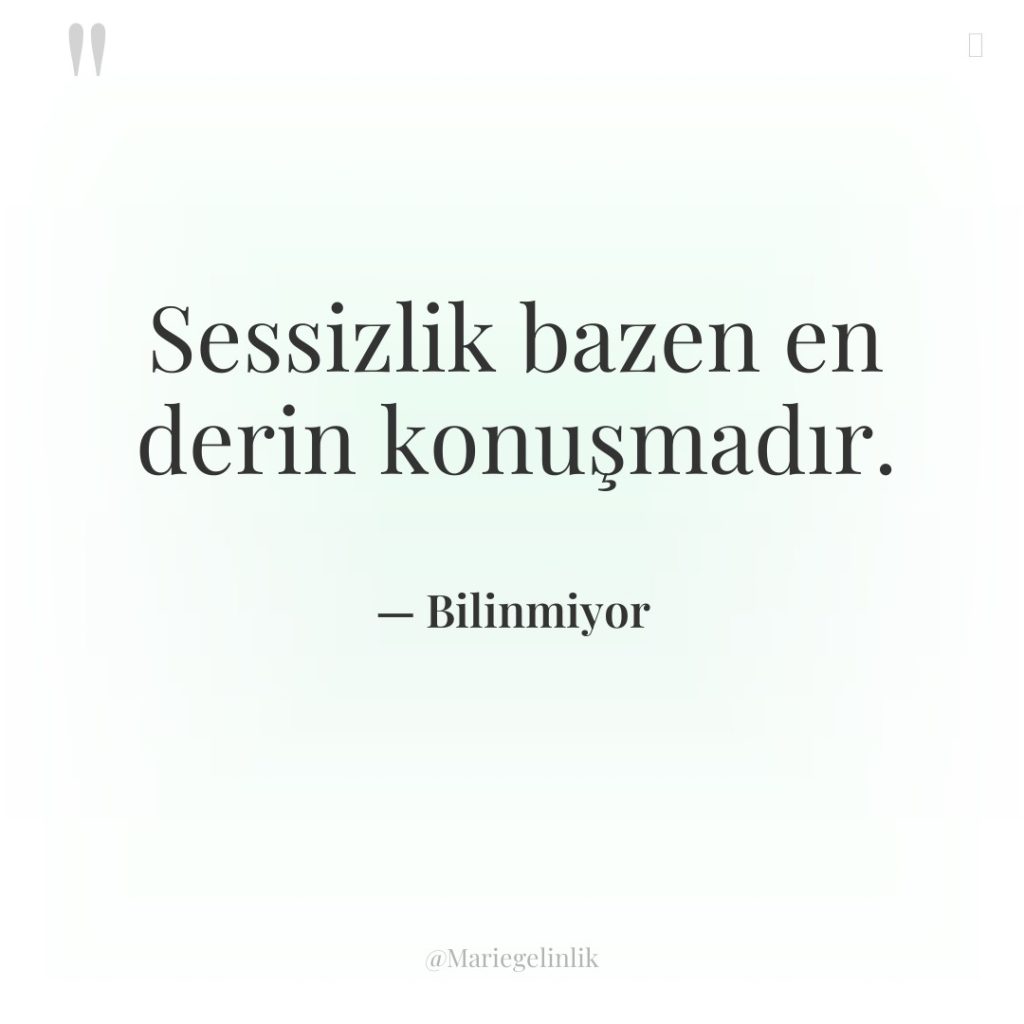 Sessizlik bazen en derin konuşmadır.