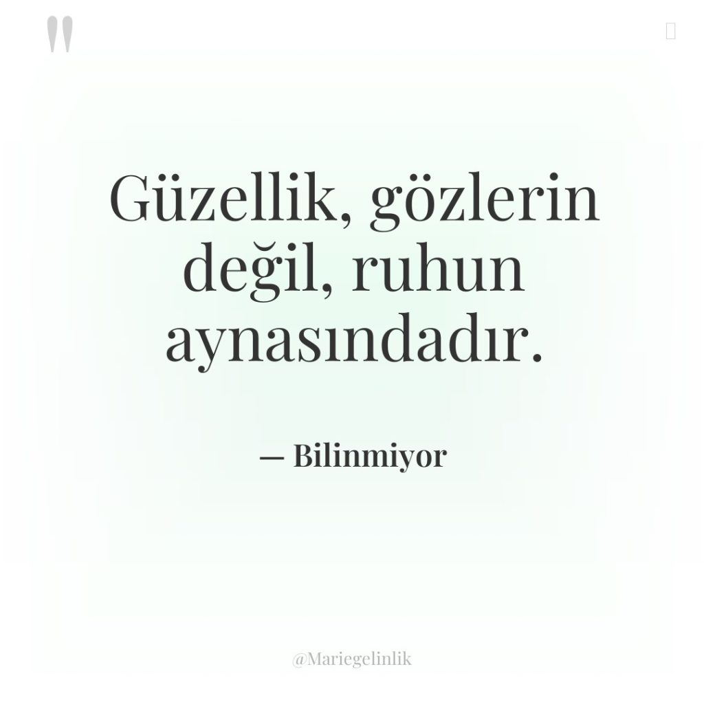 Güzellik, gözlerin değil, ruhun aynasındadır.