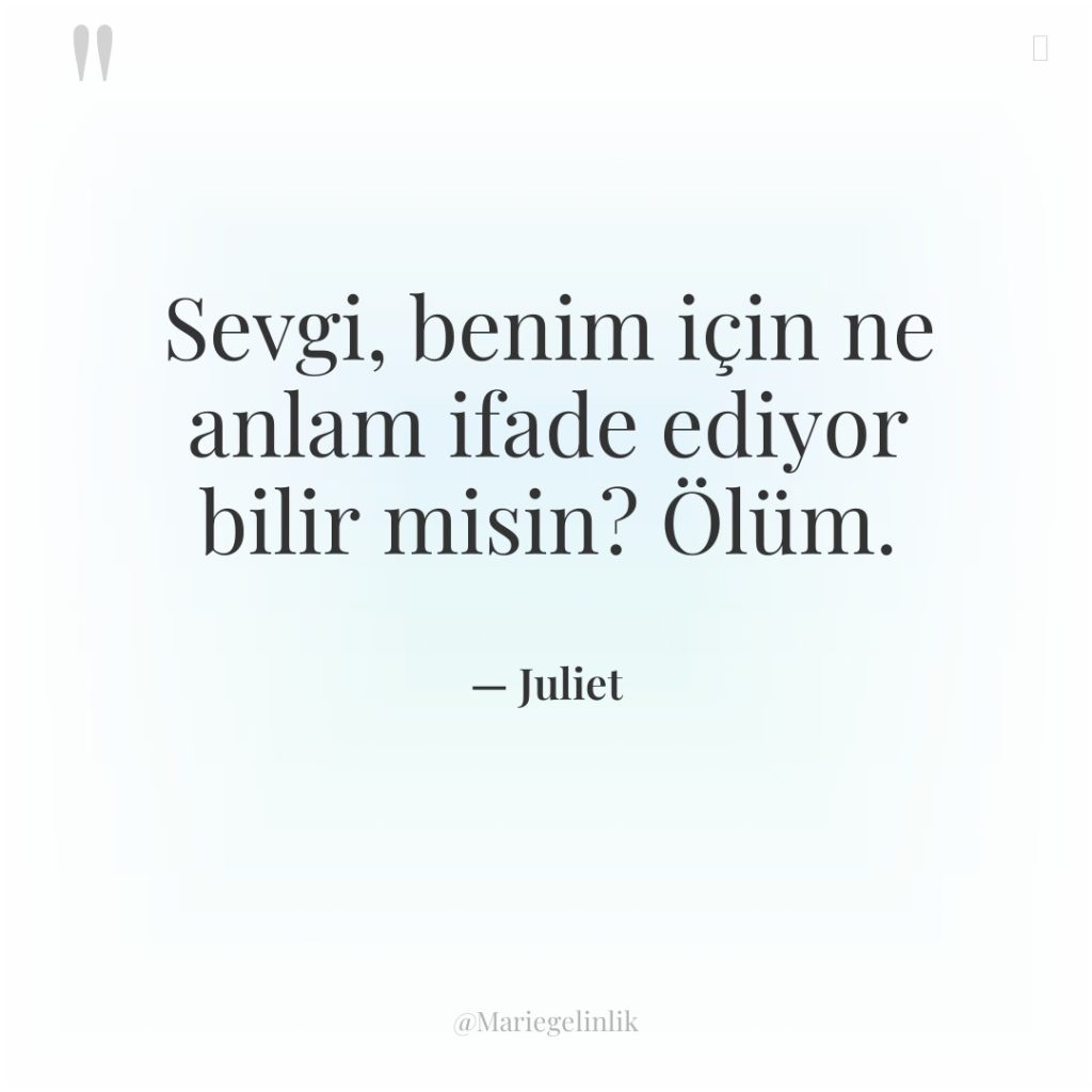 Sevgi, benim için ne anlam ifade ediyor bilir misin? Ölüm.