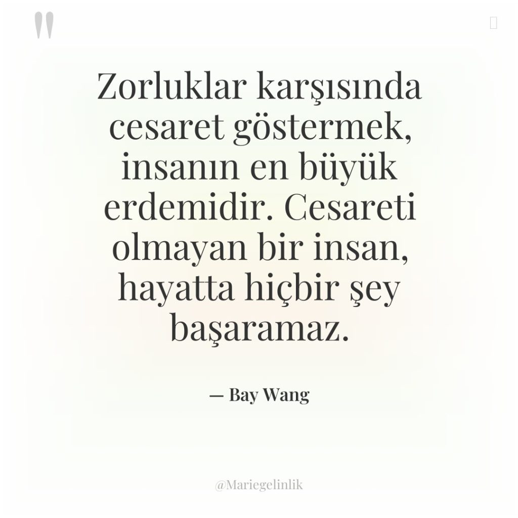 Zorluklar karşısında cesaret göstermek, insanın en büyük erdemidir. Cesareti olmayan…