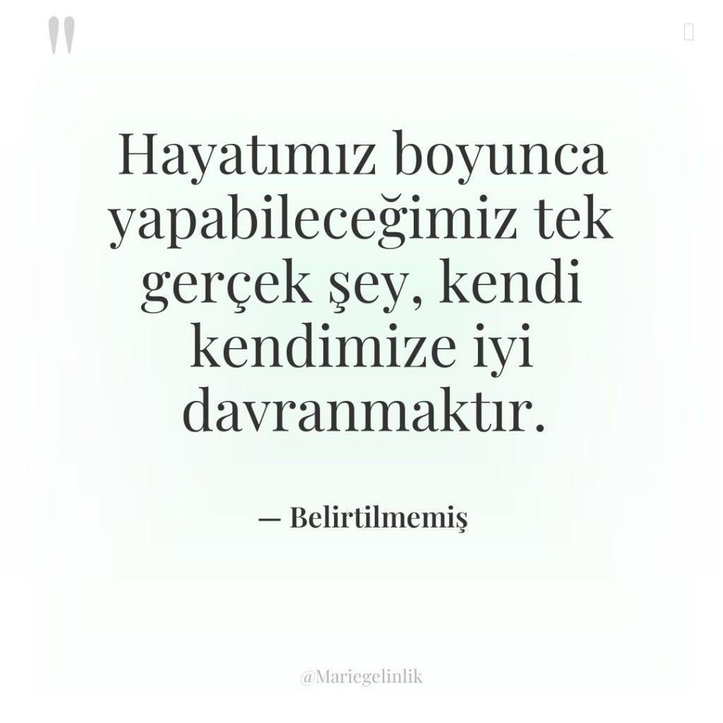 Hayatımız boyunca yapabileceğimiz tek gerçek şey, kendi kendimize iyi davranmaktır.