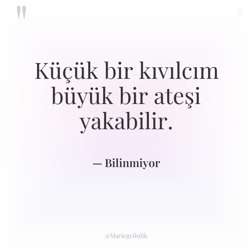 Küçük bir kıvılcım büyük bir ateşi yakabilir.