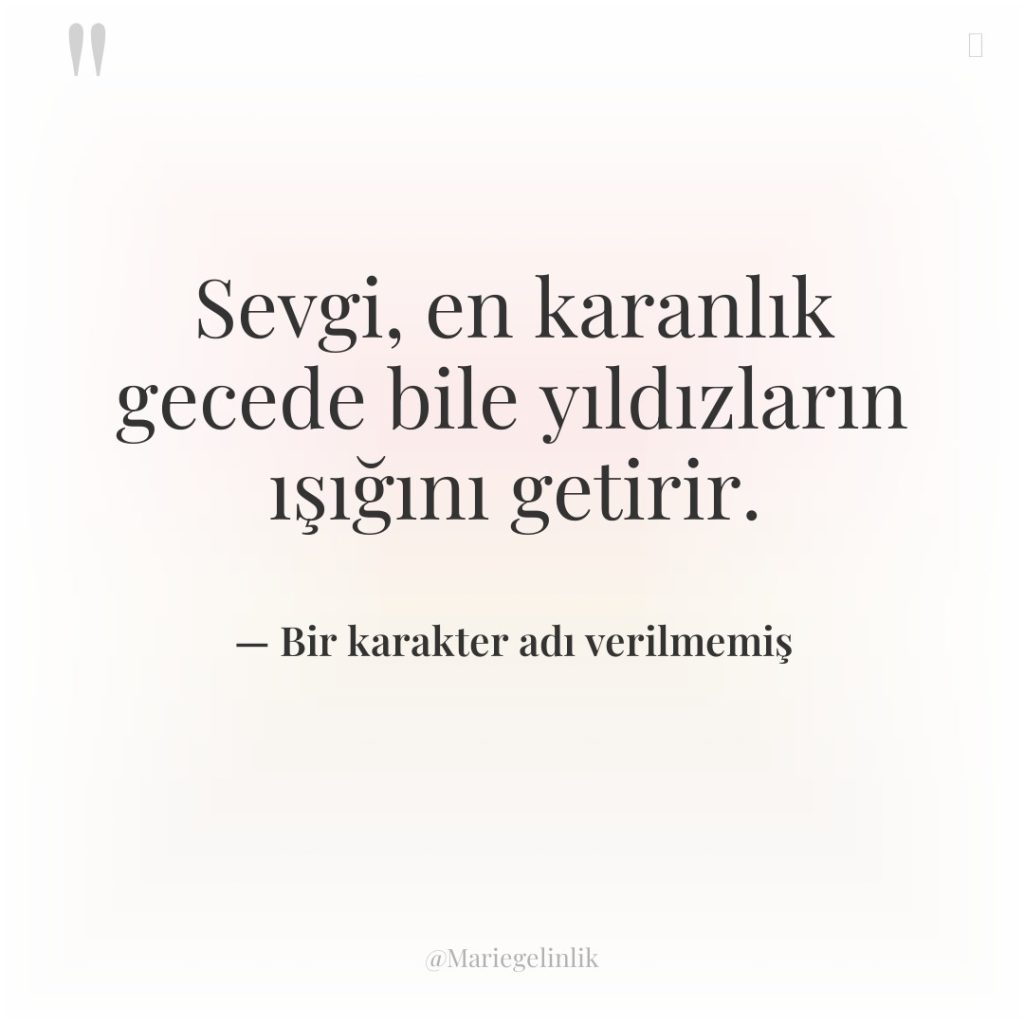 Sevgi, en karanlık gecede bile yıldızların ışığını getirir.