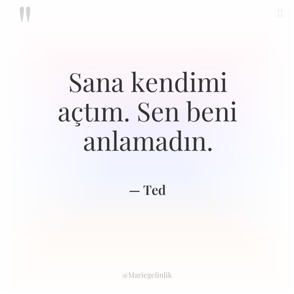 Sana kendimi açtım. Sen beni anlamadın.