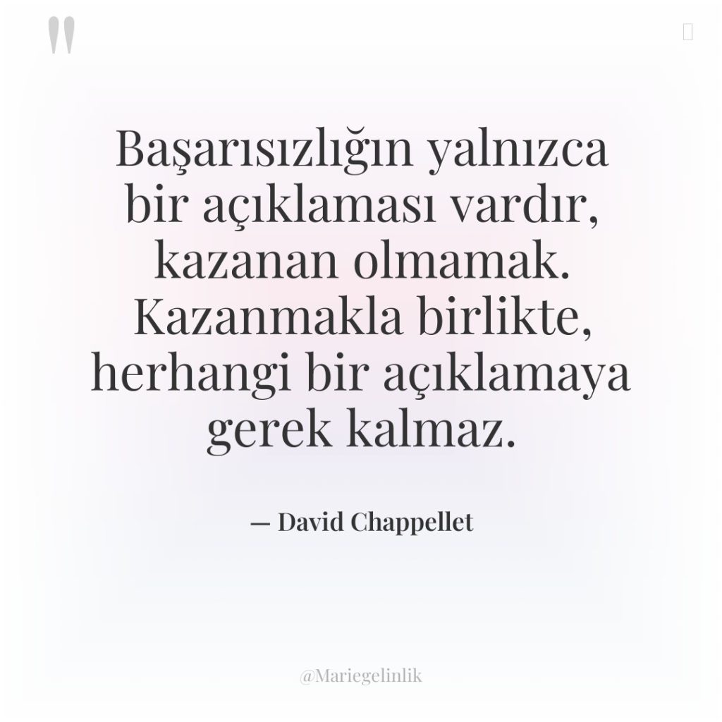 Başarısızlığın yalnızca bir açıklaması vardır, kazanan olmamak. Kazanmakla birlikte, herhangi…