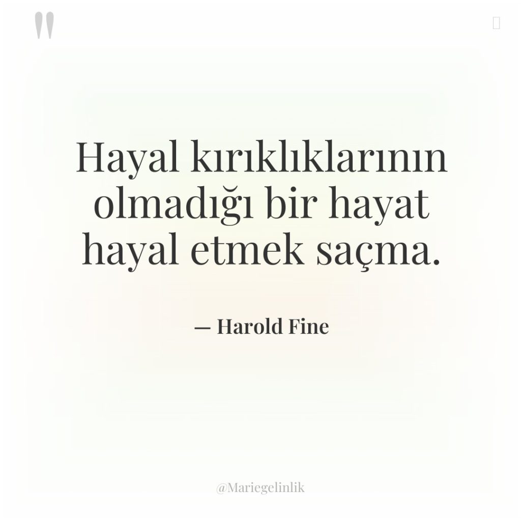 Hayal kırıklıklarının olmadığı bir hayat hayal etmek saçma.