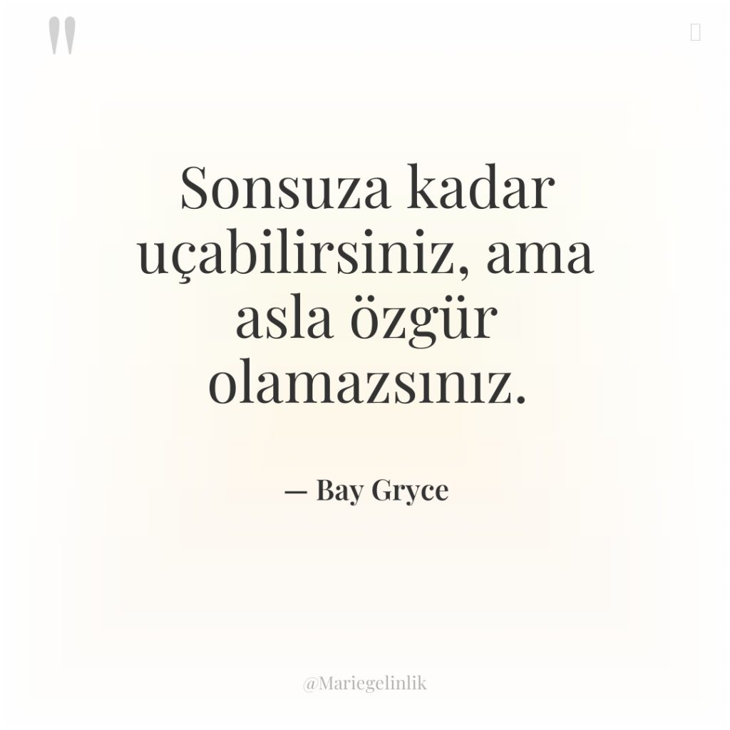 Sonsuza kadar uçabilirsiniz, ama asla özgür olamazsınız.