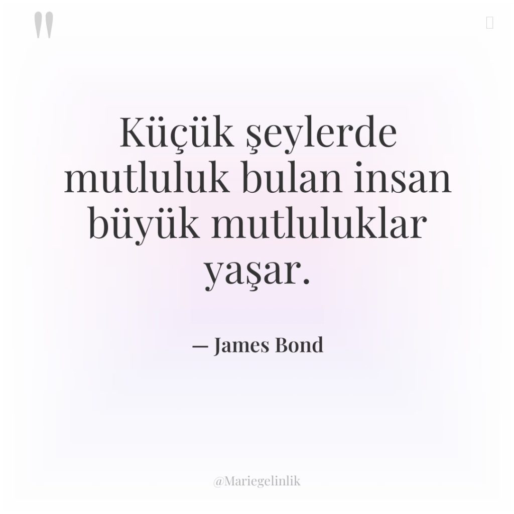 Küçük şeylerde mutluluk bulan insan büyük mutluluklar yaşar.