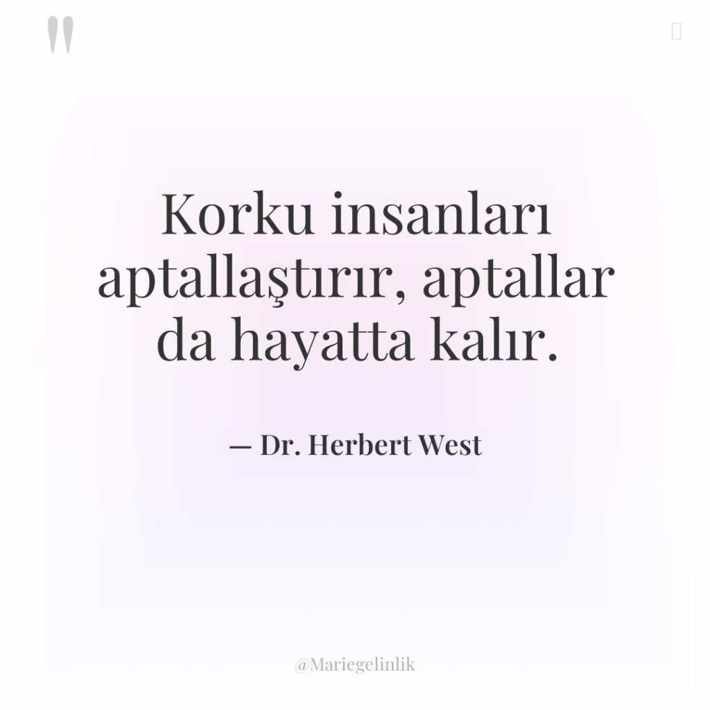 Korku insanları aptallaştırır, aptallar da hayatta kalır.