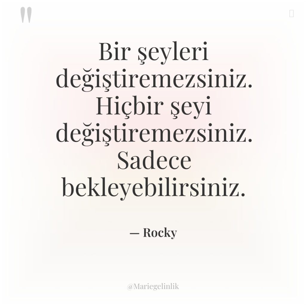 Bir şeyleri değiştiremezsiniz. Hiçbir şeyi değiştiremezsiniz. Sadece bekleyebilirsiniz.