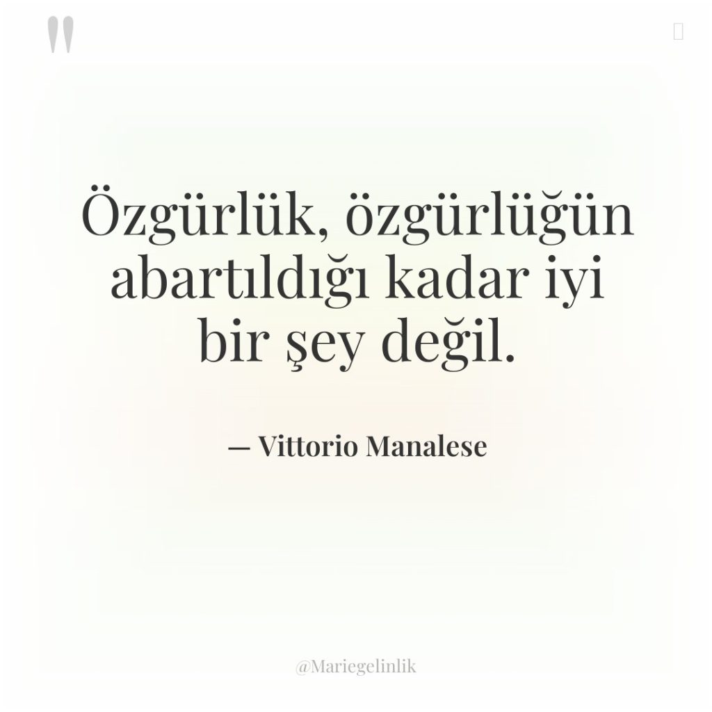 Özgürlük, özgürlüğün abartıldığı kadar iyi bir şey değil.