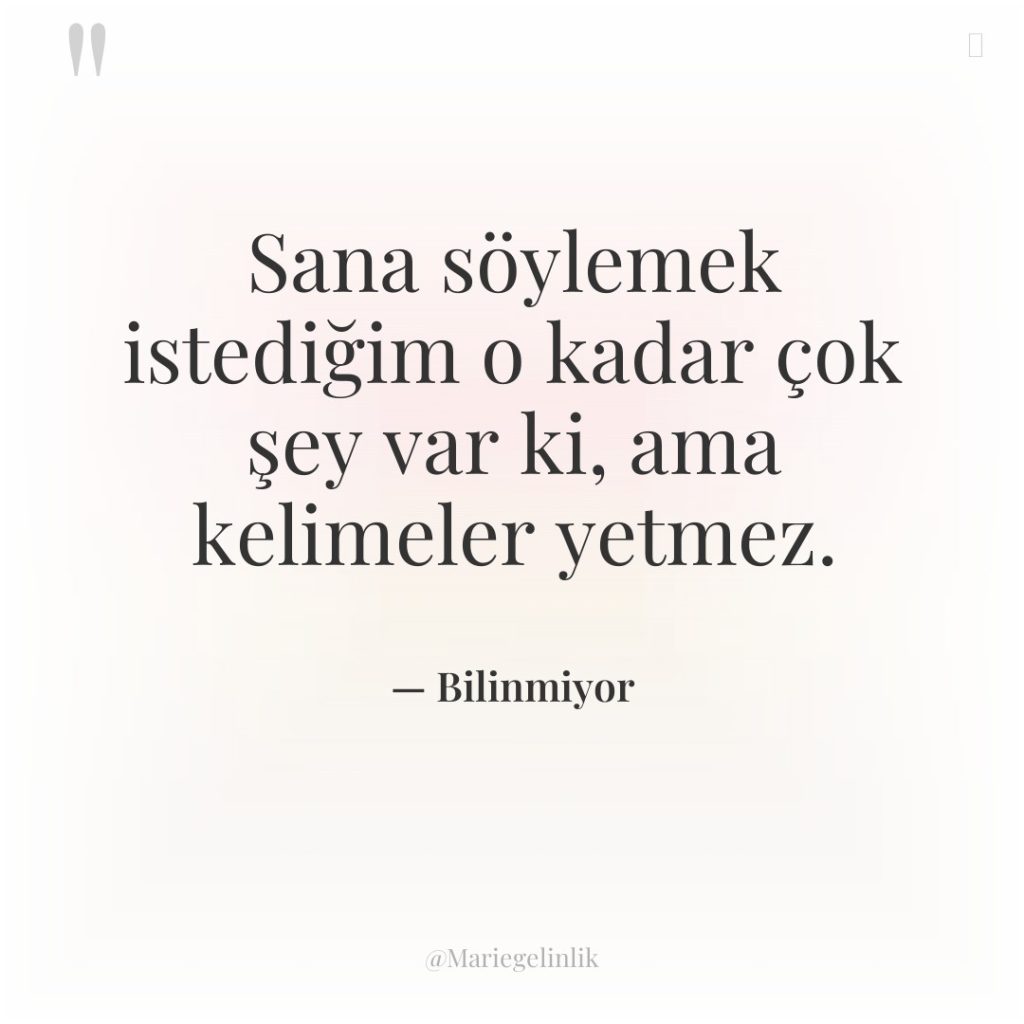 Sana söylemek istediğim o kadar çok şey var ki, ama…