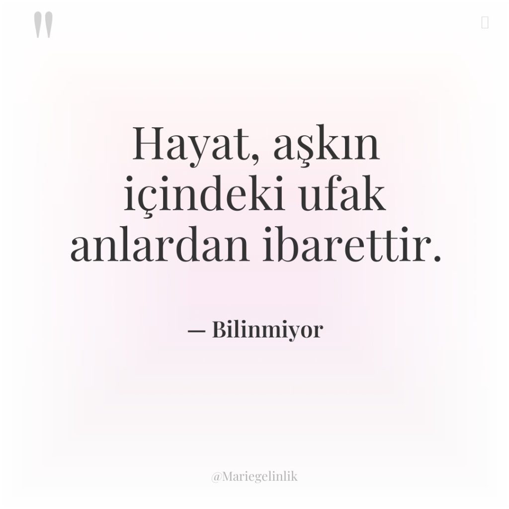 Hayat, aşkın içindeki ufak anlardan ibarettir.