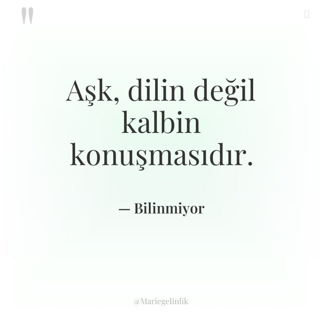 Aşk, dilin değil kalbin konuşmasıdır.
