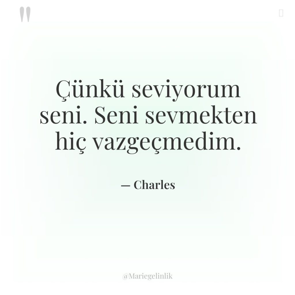 Çünkü seviyorum seni. Seni sevmekten hiç vazgeçmedim.