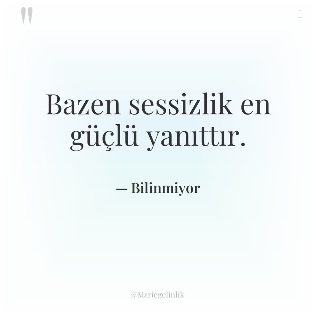 Bazen sessizlik en güçlü yanıttır.