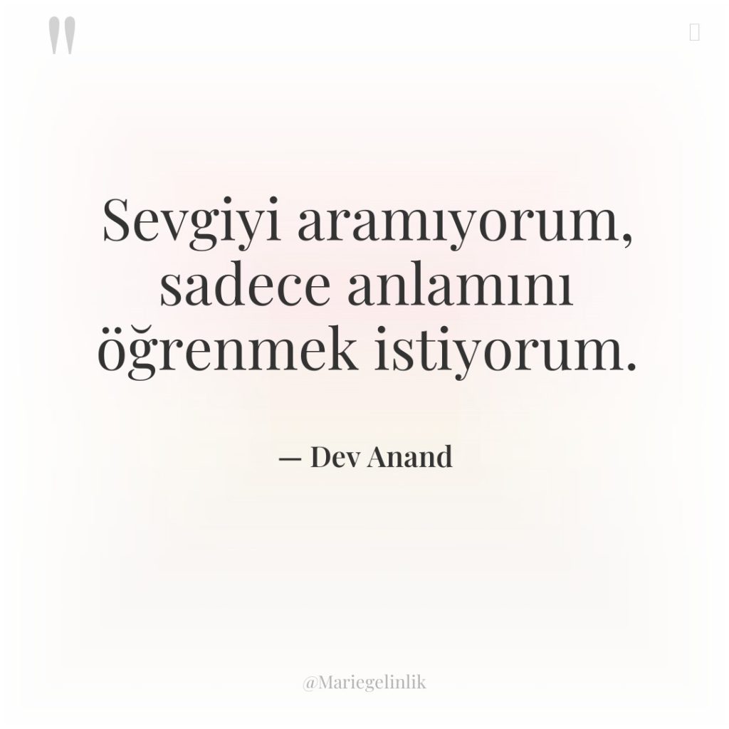 Sevgiyi aramıyorum, sadece anlamını öğrenmek istiyorum.