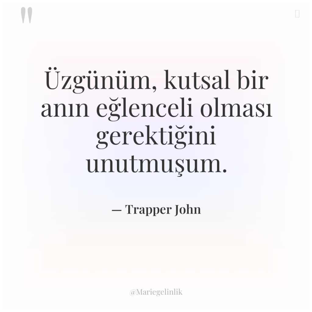 Üzgünüm, kutsal bir anın eğlenceli olması gerektiğini unutmuşum.