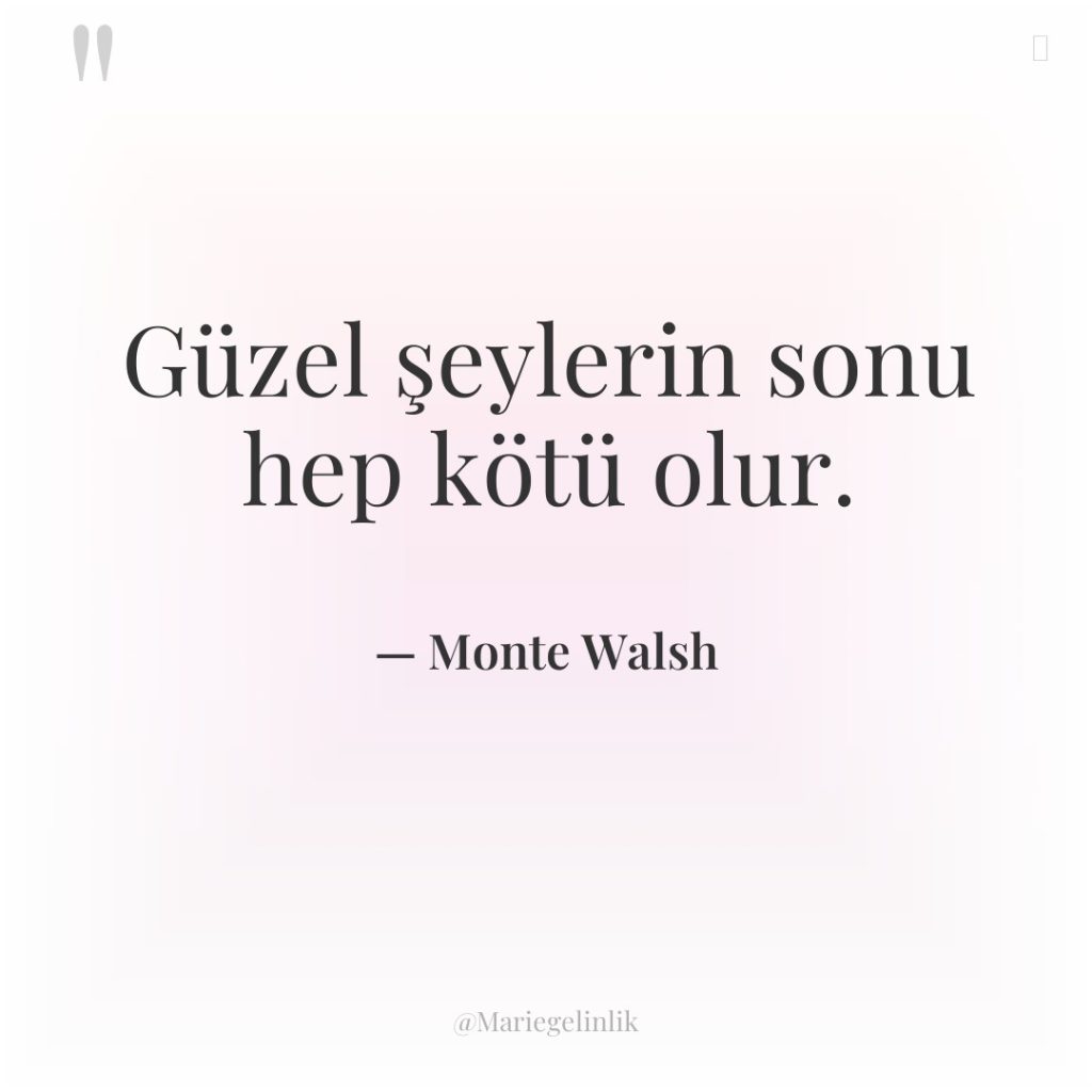 Güzel şeylerin sonu hep kötü olur.