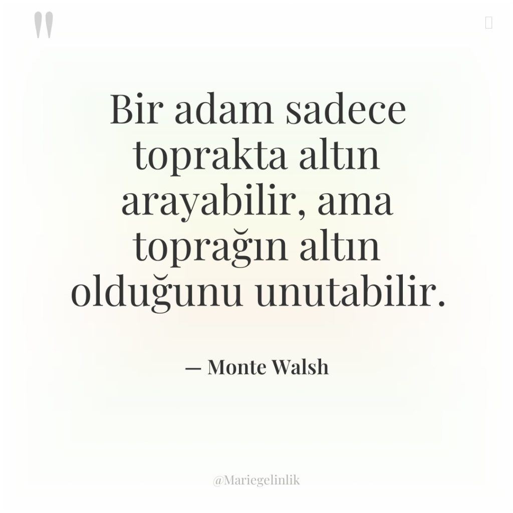 Bir adam sadece toprakta altın arayabilir, ama toprağın altın olduğunu…