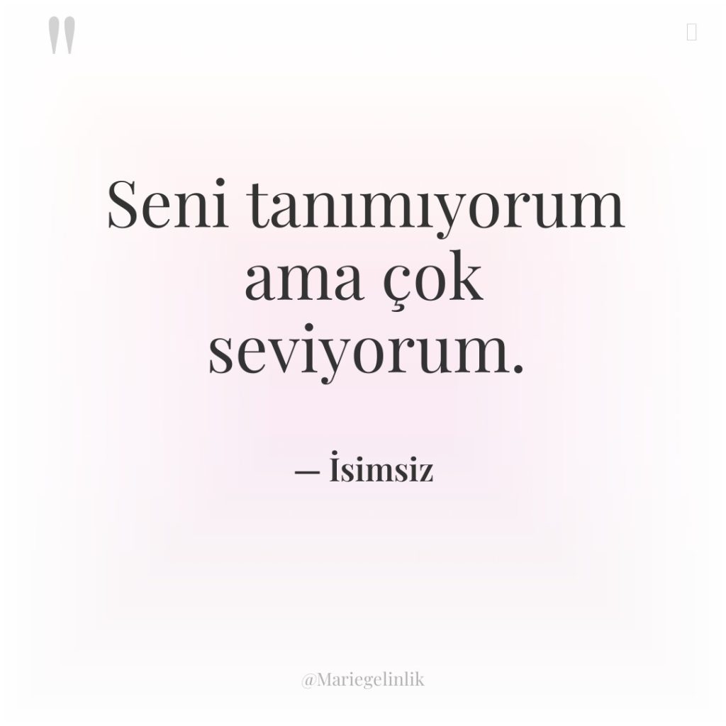 Seni tanımıyorum ama çok seviyorum.