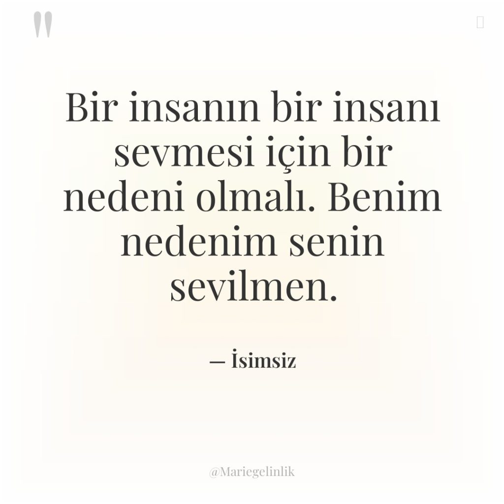 Bir insanın bir insanı sevmesi için bir nedeni olmalı. Benim…