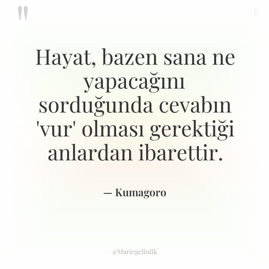 Hayat, bazen sana ne yapacağını sorduğunda cevabın ‘vur’ olması gerektiği…