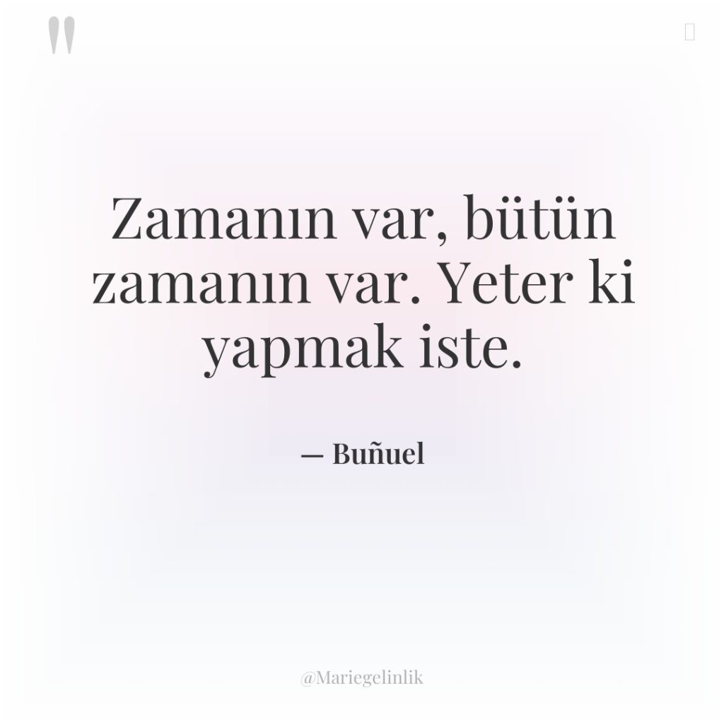 Zamanın var, bütün zamanın var. Yeter ki yapmak iste.