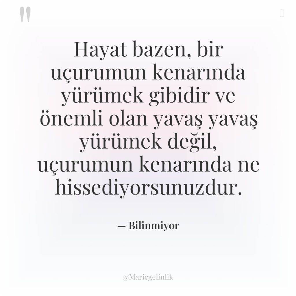 Hayat bazen, bir uçurumun kenarında yürümek gibidir ve önemli olan…