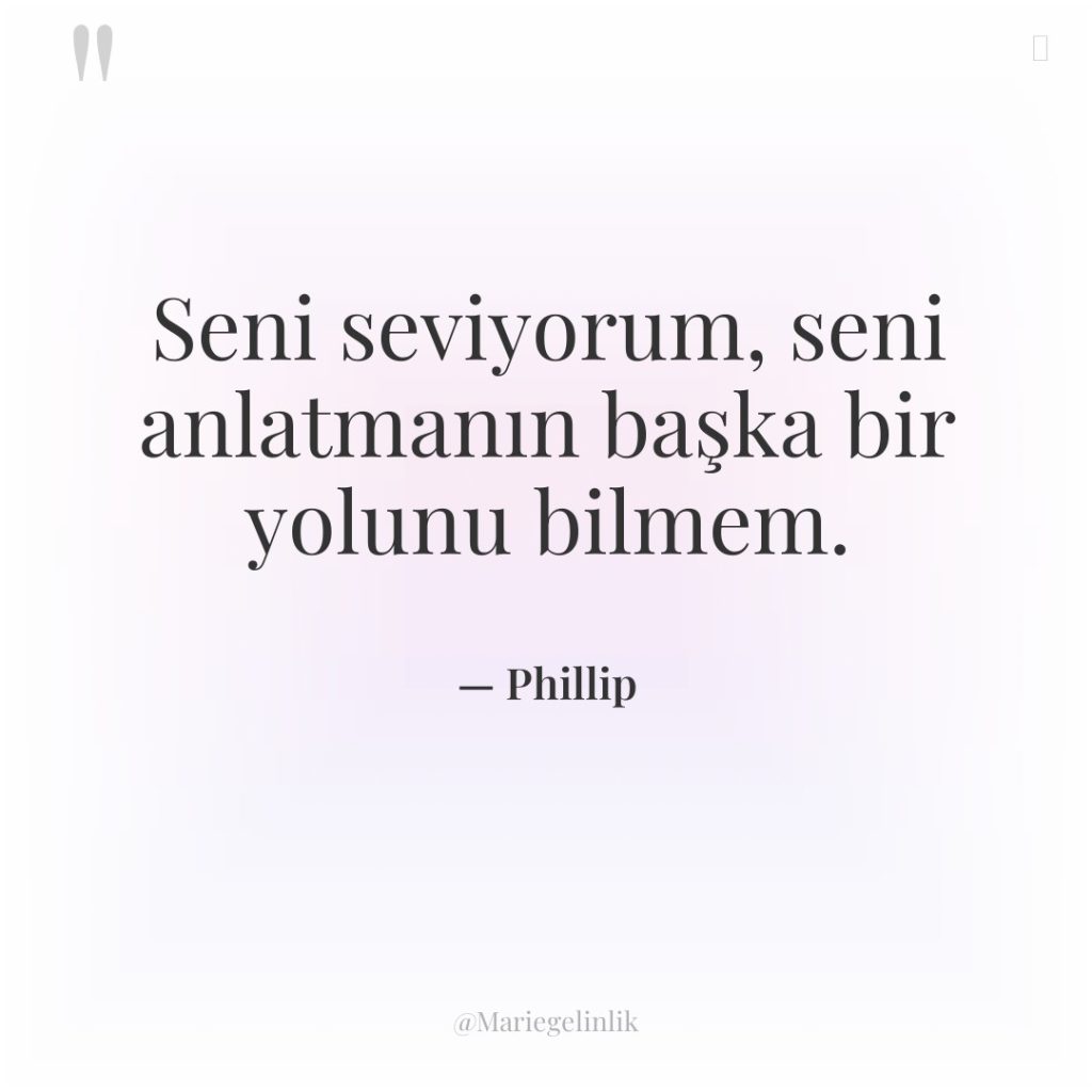 Seni seviyorum, seni anlatmanın başka bir yolunu bilmem.