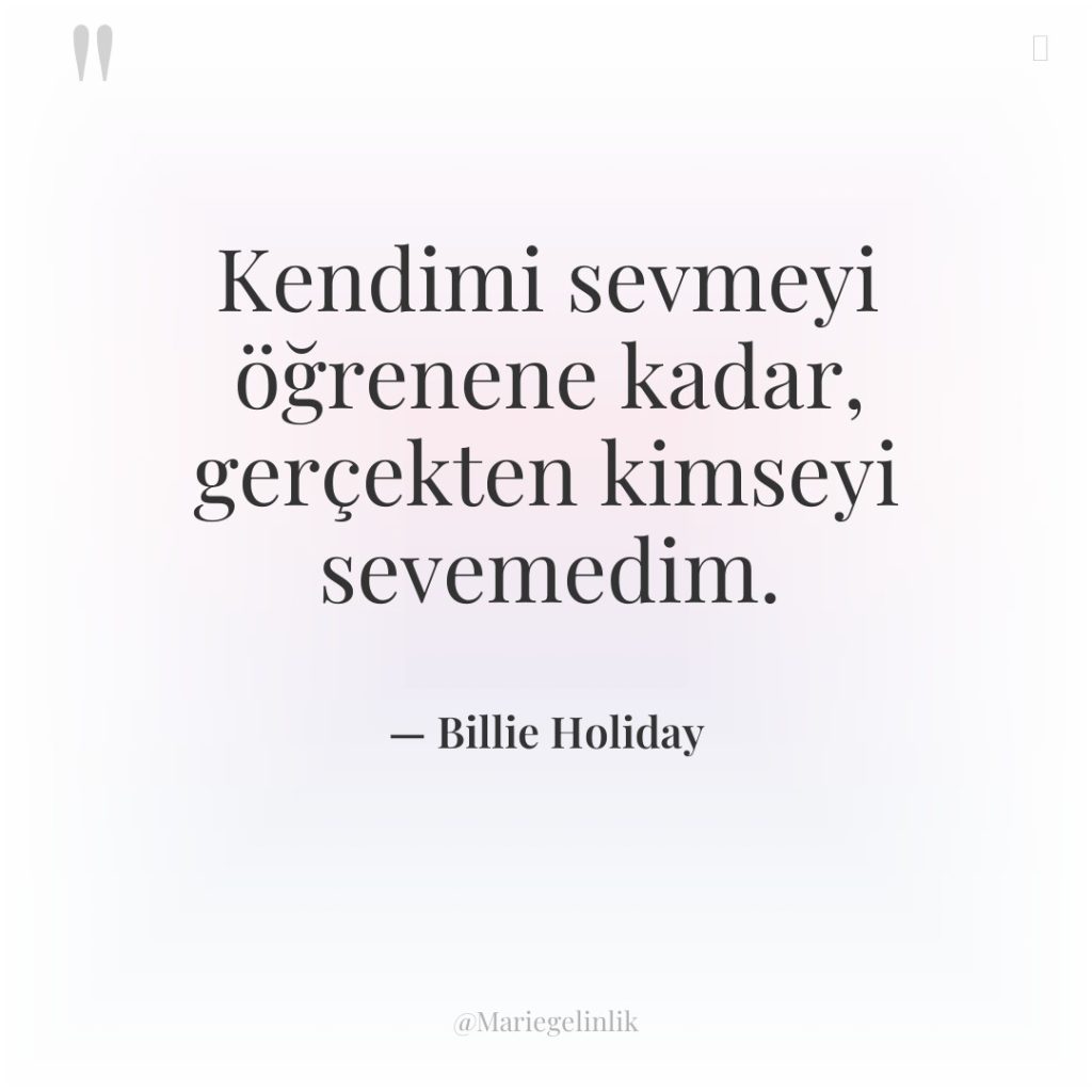 Kendimi sevmeyi öğrenene kadar, gerçekten kimseyi sevemedim.