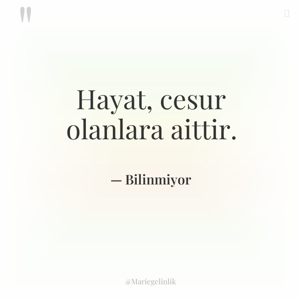 Hayat, cesur olanlara aittir.