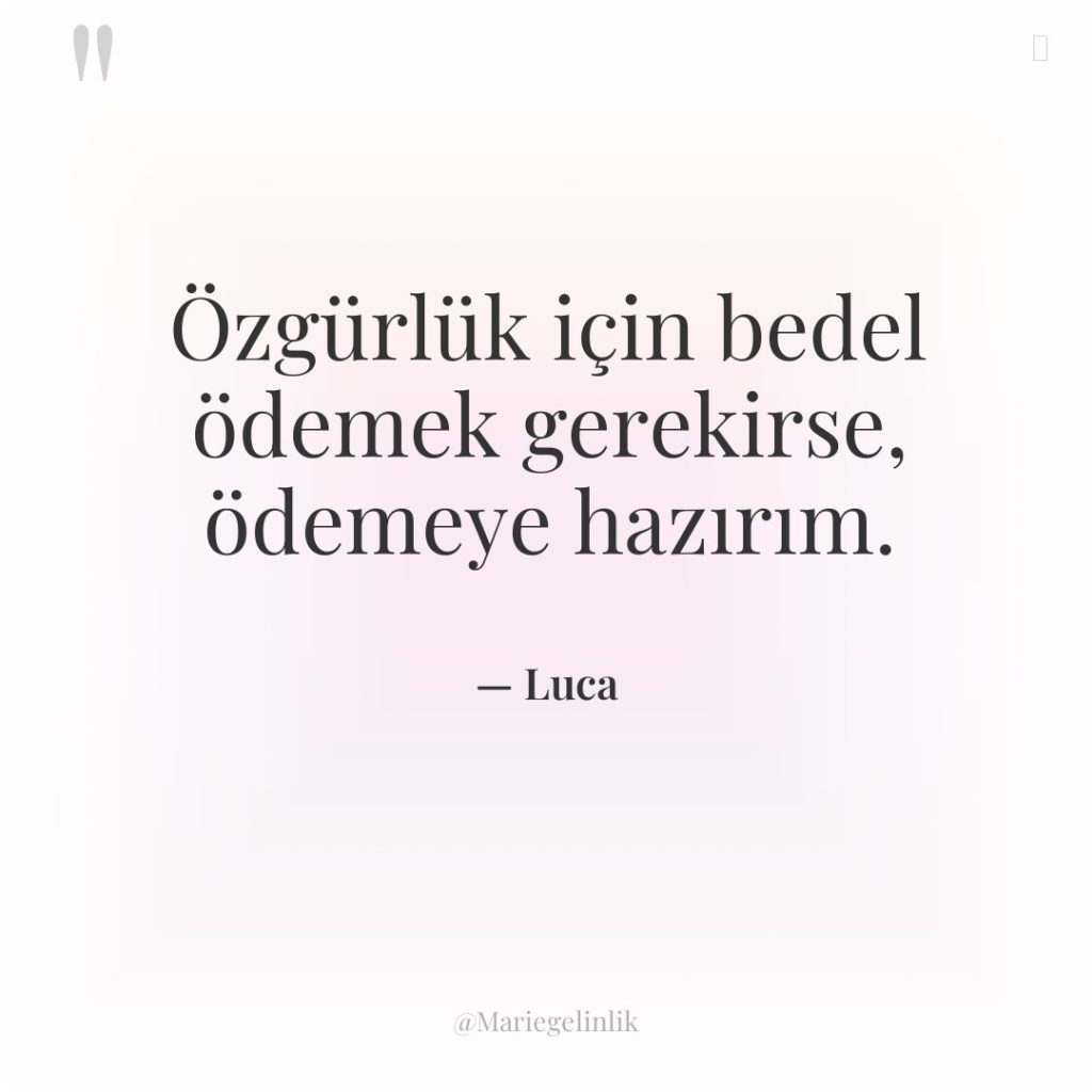 Özgürlük için bedel ödemek gerekirse, ödemeye hazırım.