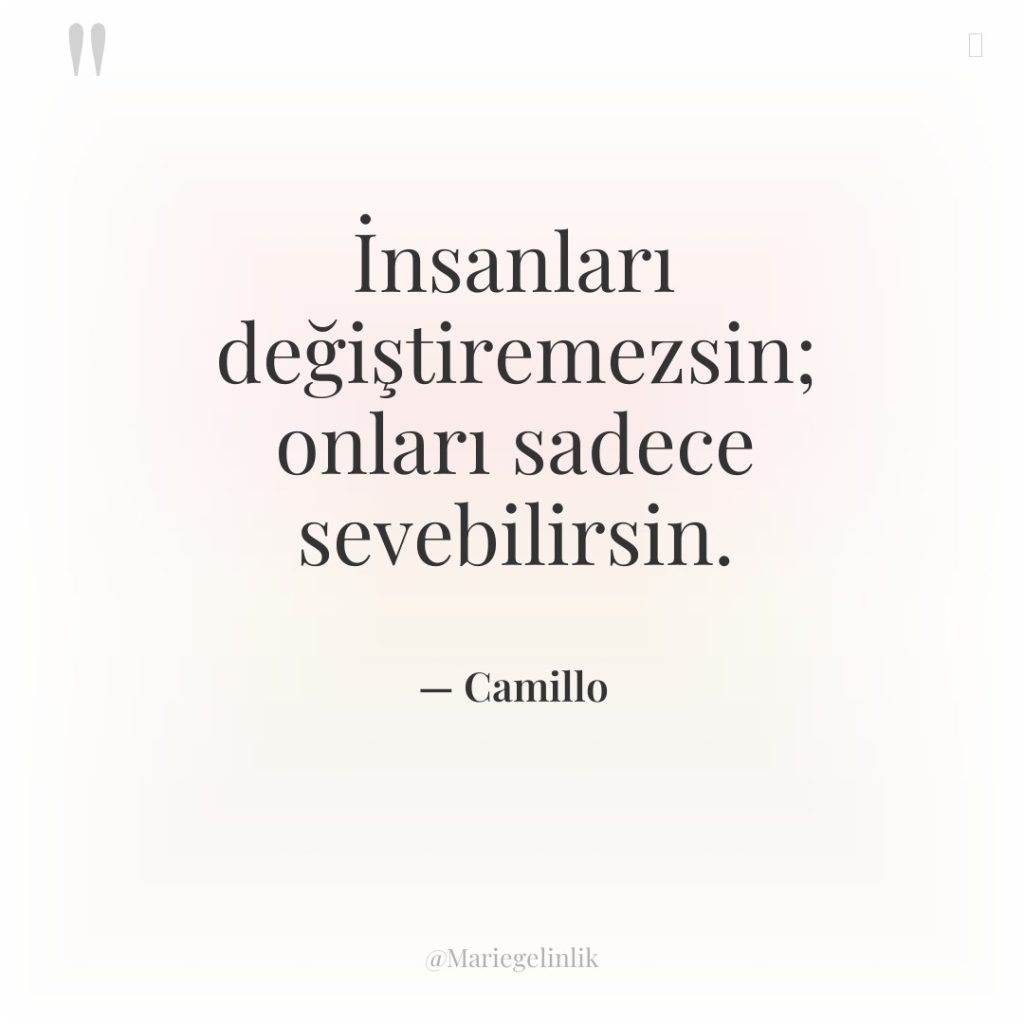 İnsanları değiştiremezsin; onları sadece sevebilirsin.