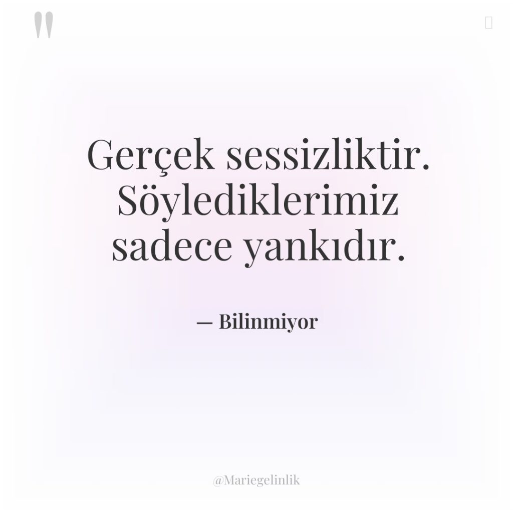 Gerçek sessizliktir. Söylediklerimiz sadece yankıdır.