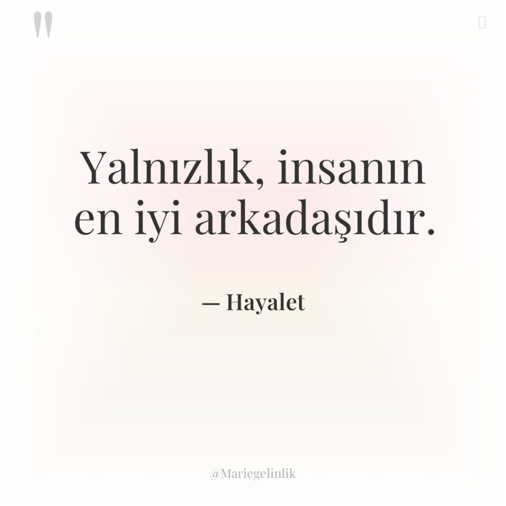 Yalnızlık, insanın en iyi arkadaşıdır.