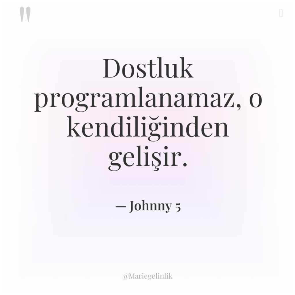 Dostluk programlanamaz, o kendiliğinden gelişir.