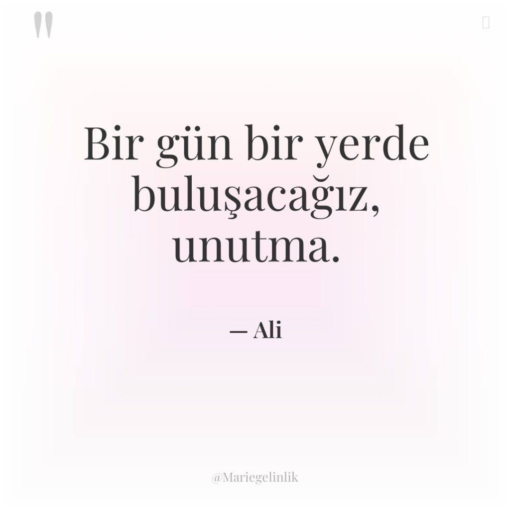 Bir gün bir yerde buluşacağız, unutma.