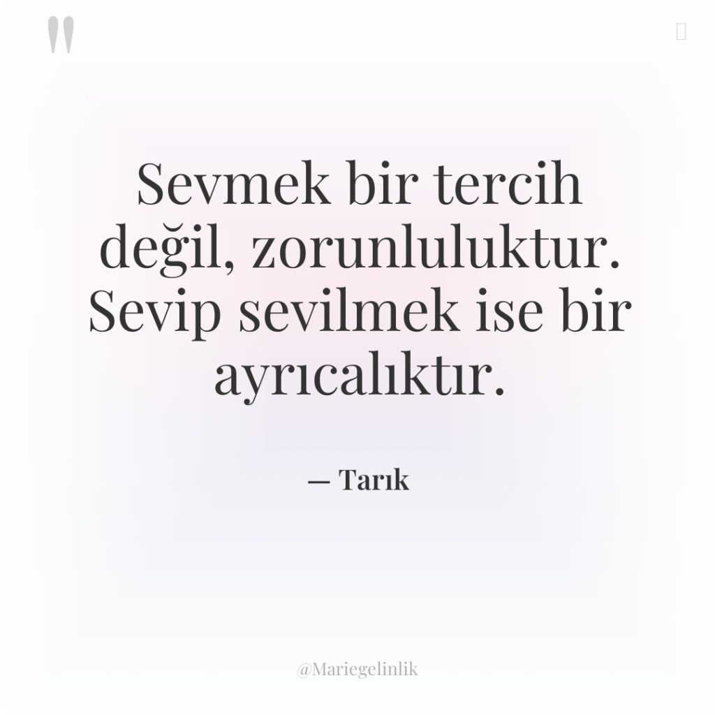 Sevmek bir tercih değil, zorunluluktur. Sevip sevilmek ise bir ayrıcalıktır.