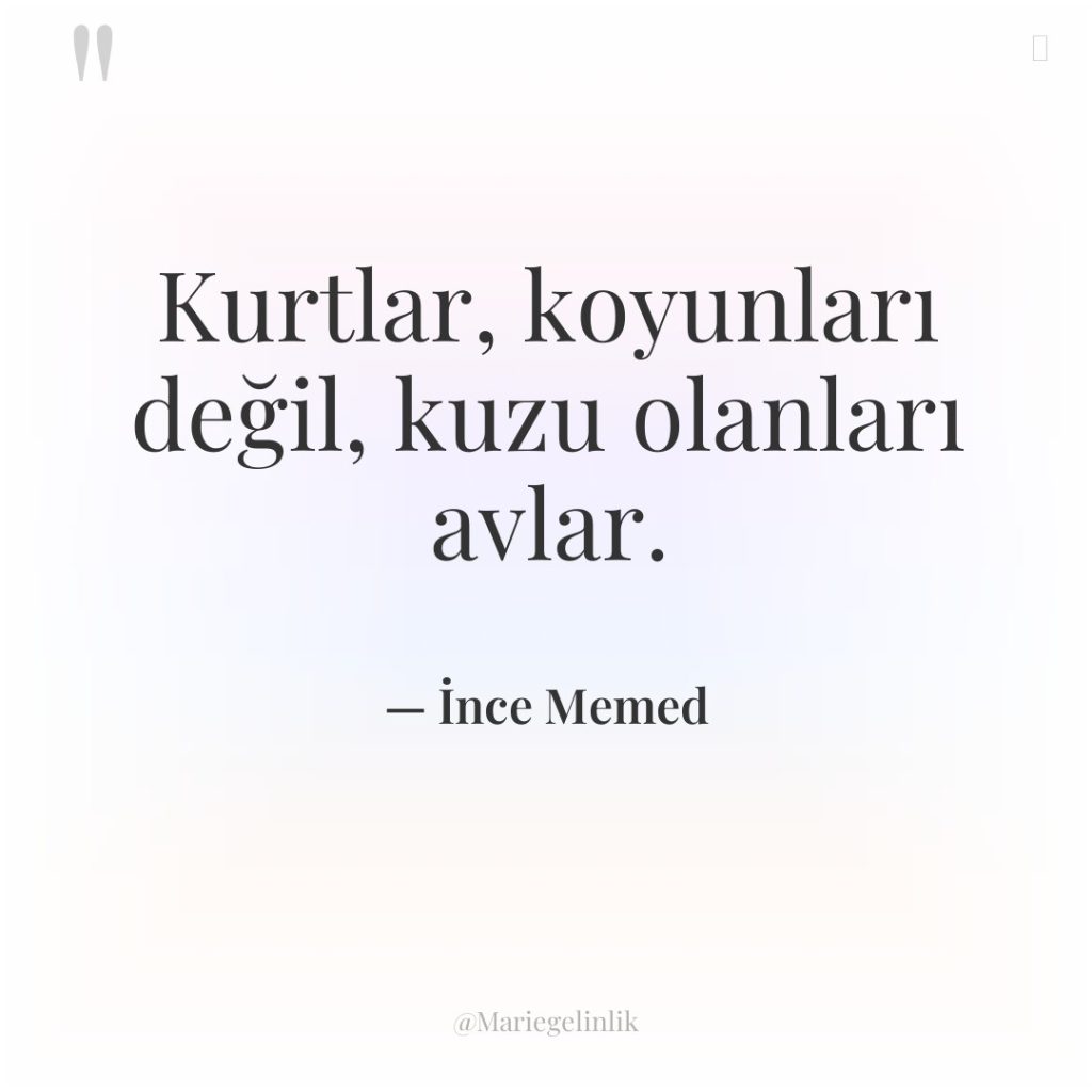 Kurtlar, koyunları değil, kuzu olanları avlar.