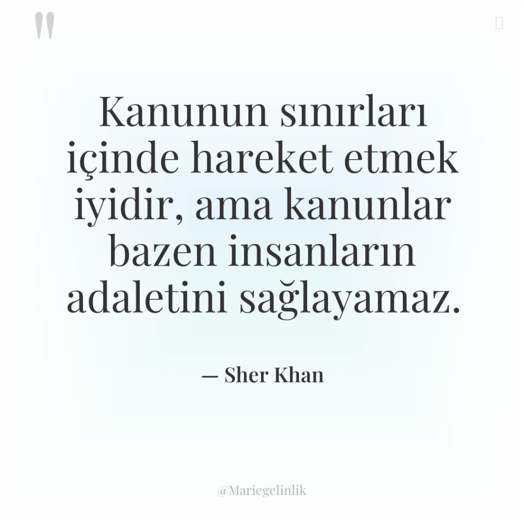 Kanunun sınırları içinde hareket etmek iyidir, ama kanunlar bazen insanların…