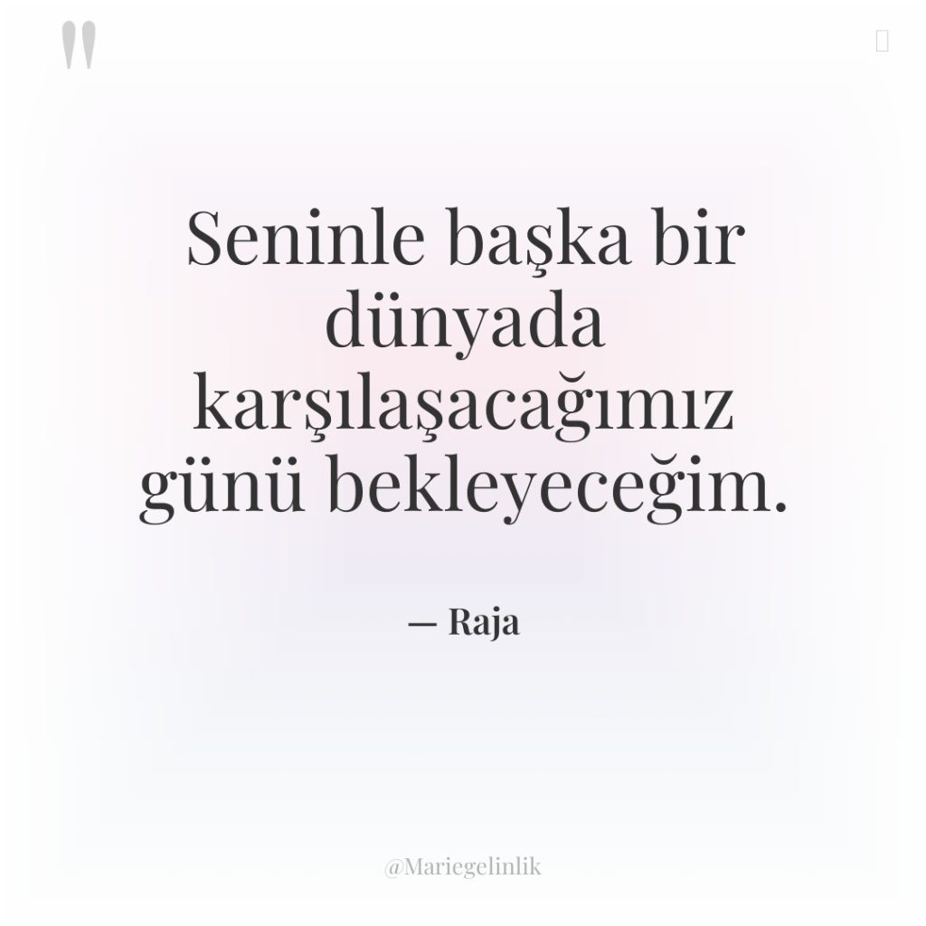 Seninle başka bir dünyada karşılaşacağımız günü bekleyeceğim.