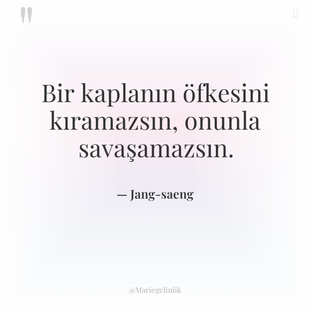 Bir kaplanın öfkesini kıramazsın, onunla savaşamazsın.