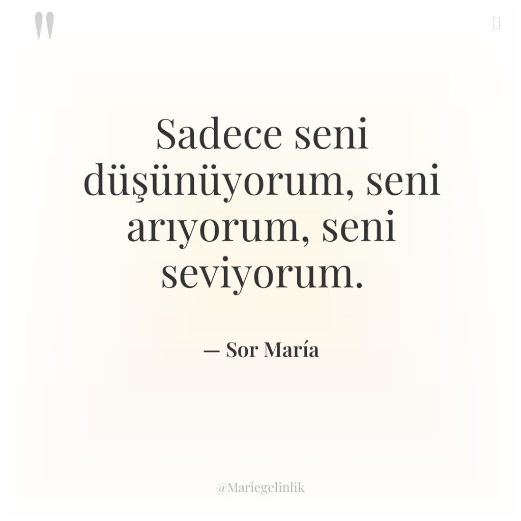 Sadece seni düşünüyorum, seni arıyorum, seni seviyorum.