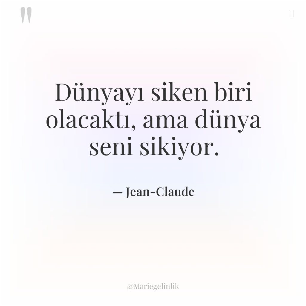 Dünyayı siken biri olacaktı, ama dünya seni sikiyor.