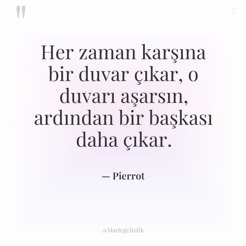 Her zaman karşına bir duvar çıkar, o duvarı aşarsın, ardından…